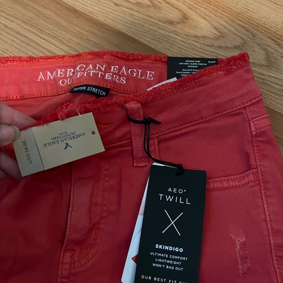 American eagle salmon colored twill crop jeggings - Picture 3 of 4